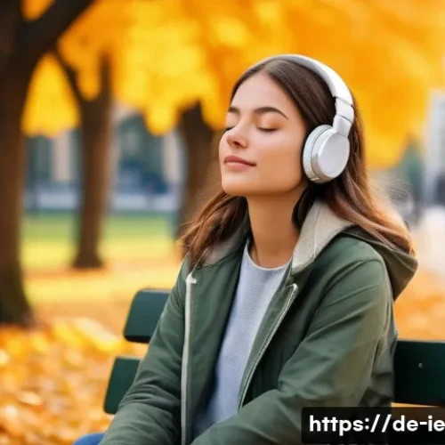 Home 33 여행 중 마음 챙김을 위한 앱 추천 - A serene scene of a young woman sitting peacefully on a park bench in Berlin during autumn, wearing ...