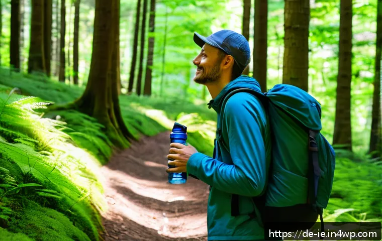 마인드풀 트래블을 위한 목표 설정 - A peaceful scene of a traveler enjoying a quiet moment in a lush German forest near the Harz mountai...