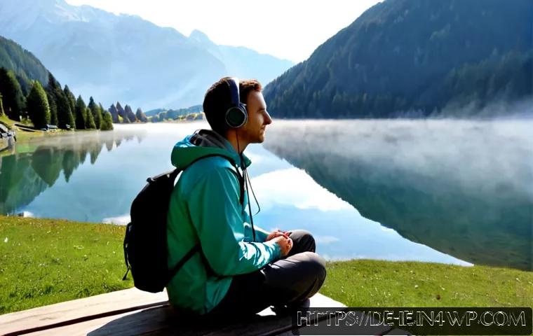 마인드풀 트래블에 적합한 음악 추천 - Photorealistic mindful travel scene in the Bavarian Alps, a relaxed adult traveler wearing a light h...